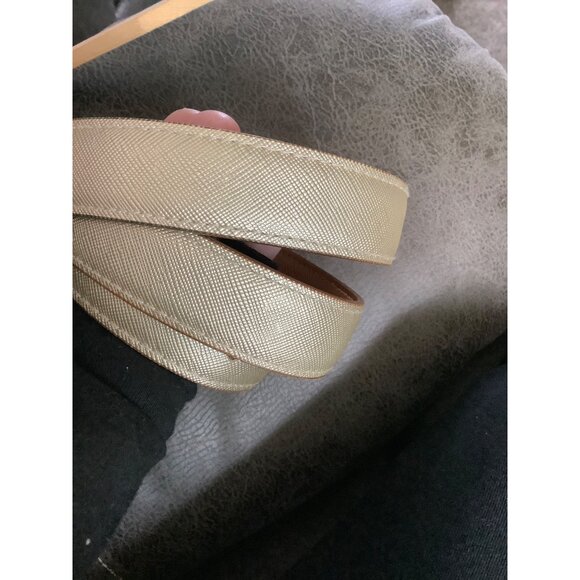 Michael Kors Gold LOGO Belt Women Waist 32"-36" Reversible FLAW on Brown Side - Picture 7 of 10